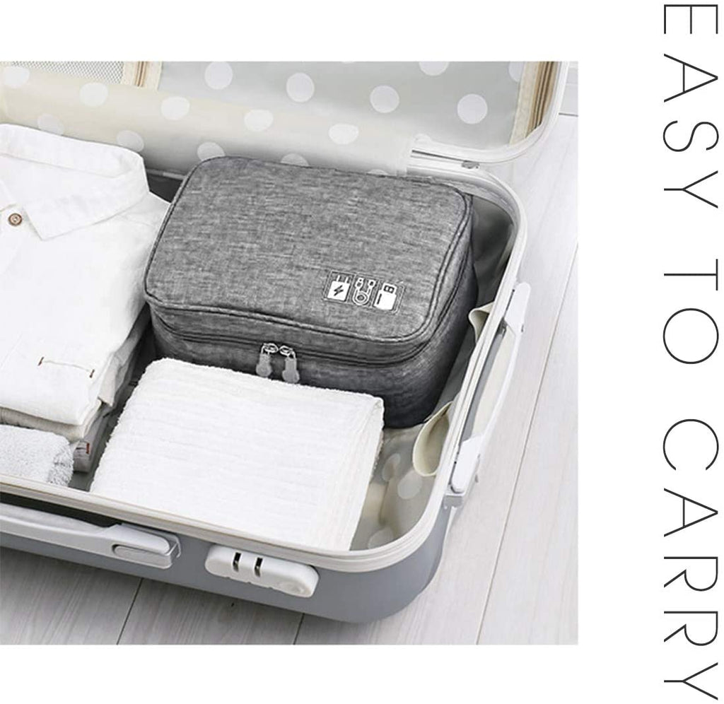 Travel Electronics Organizer - Three-Tier Accessory Case for iPad Mini, Kindle, Hard Drives, Cables, and Chargers