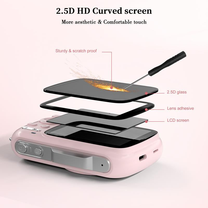 UHD 4K 64MP Compact Mini Vlogging Camera with 18X Digital Zoom and 32GB TF Card - Pink