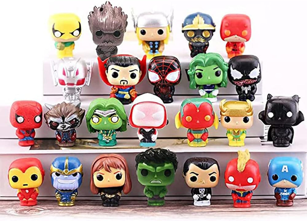 24 Mini Superhero Cake Decorations, 1.4-Inch Superhero Figurines for Party Decoration and Cake Toppers, Holiday Gifts and Collectibles for Kids Titan Hero Toys