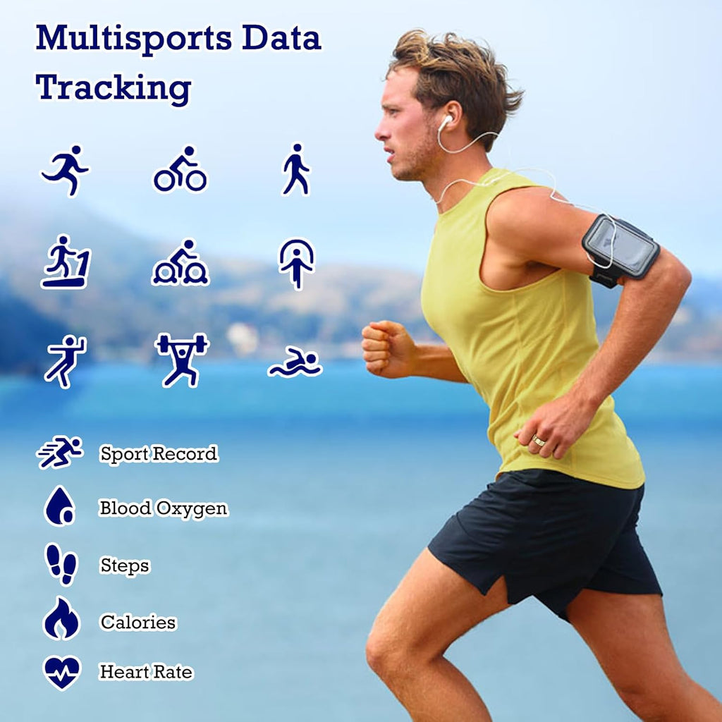 Smart Health Tracking Ring with Sleep Monitoring, Heart Rate, Waterproof Fitness Features, Activity Tracking for Steps, Distance, and Calories, Air Gesture Control, Up to 7-Day Battery Life, Compatible with iOS and Android (Light Gold, Size #12)