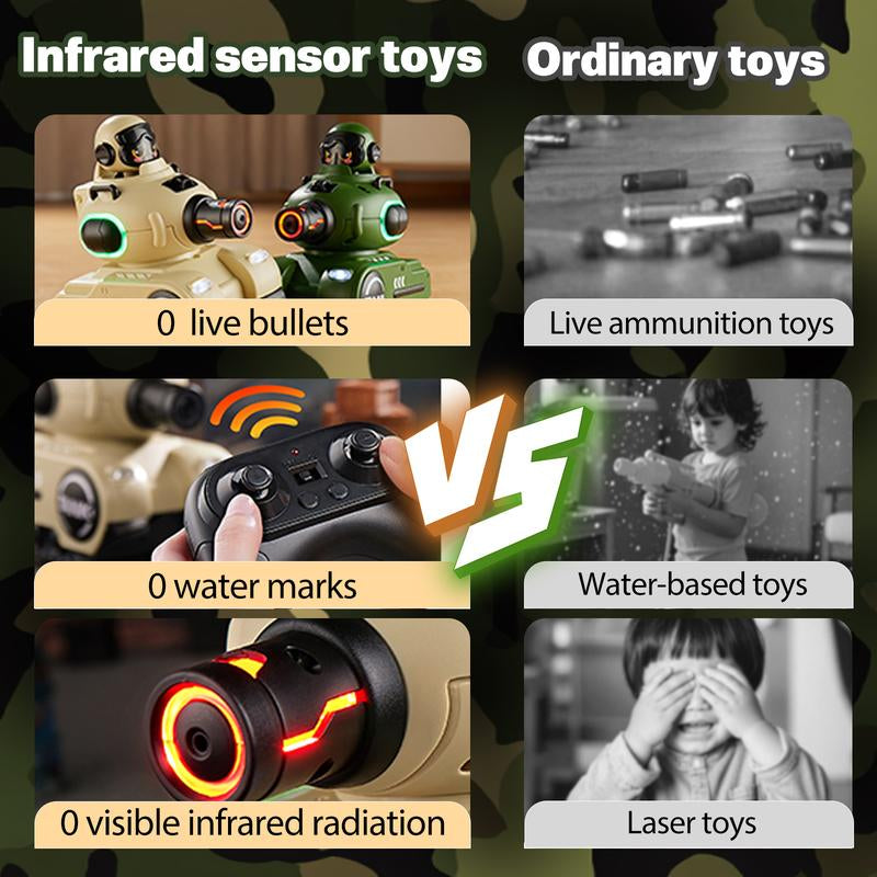 Dual Pack Remote Control Battle Tanks with Laser Tag and Infrared Technology | Hobby RC Vehicles Featuring Ejecting Functions | Perfect Gift for Children Aged 6-10 for Christmas and Birthdays