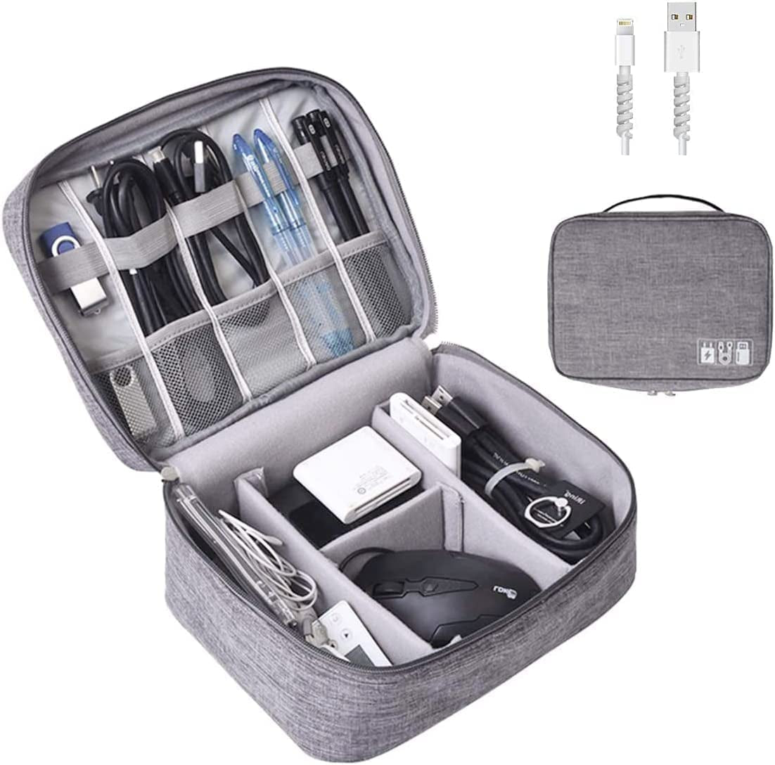 Travel Electronics Organizer - Three-Tier Accessory Case for iPad Mini, Kindle, Hard Drives, Cables, and Chargers