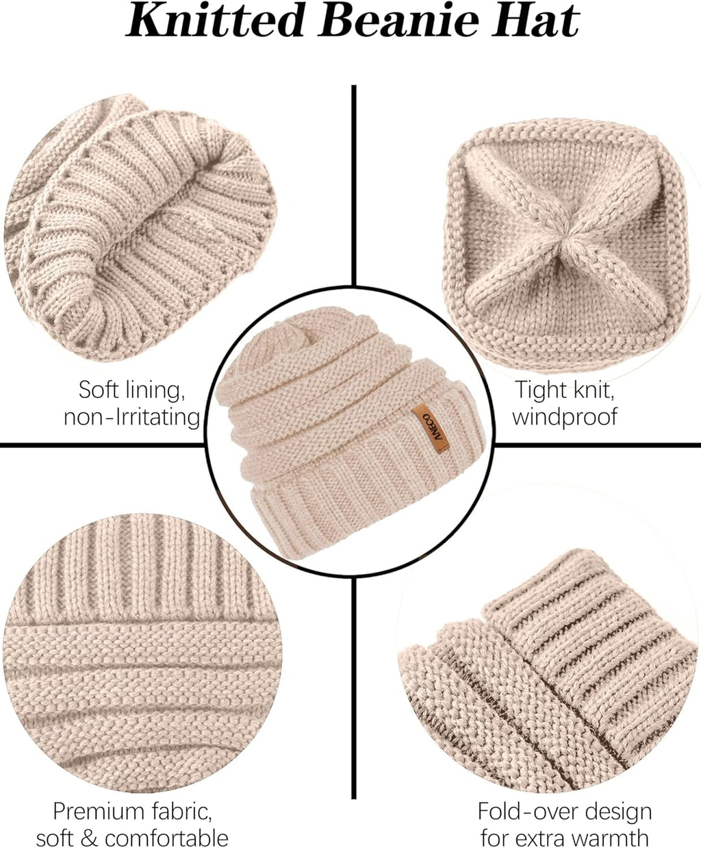 Winter Knit Scarf, Beanie Hat, and Gloves Set for Men and Women - Comfortable and Stretchable Cold Weather Accessories