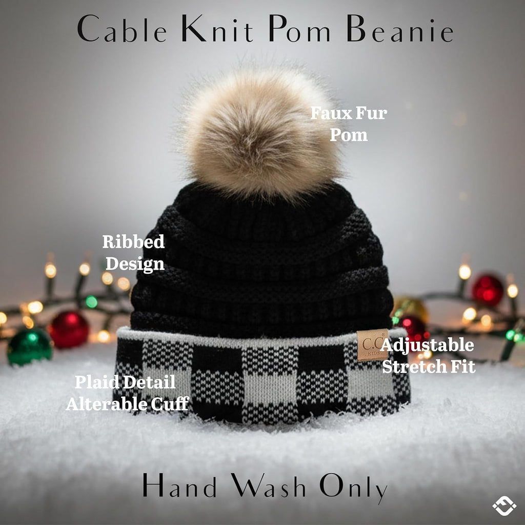 Toddler Pom Beanie - Warm and Cozy Knit Hat for Ages 1-4, Ideal Winter Snow Cap for Boys and Girls