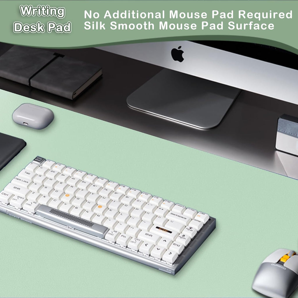 Leather Desk Pad Protector - Non-Slip Mouse Pad and Writing Surface for Office and Home (Moss Green, 30" x 14")