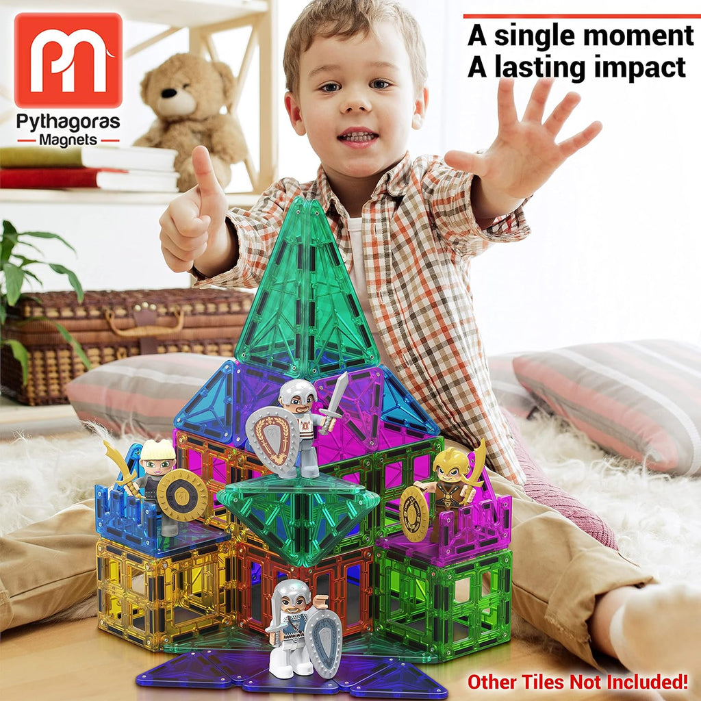 Pythagoras Magnetics Magnetic Figures Set with Knights and Vikings, Interactive Early Learning STEM Toys for Boys and Girls, Action Figures for Building Blocks and Tiles, Fun 12 Pc. Add-On Kit