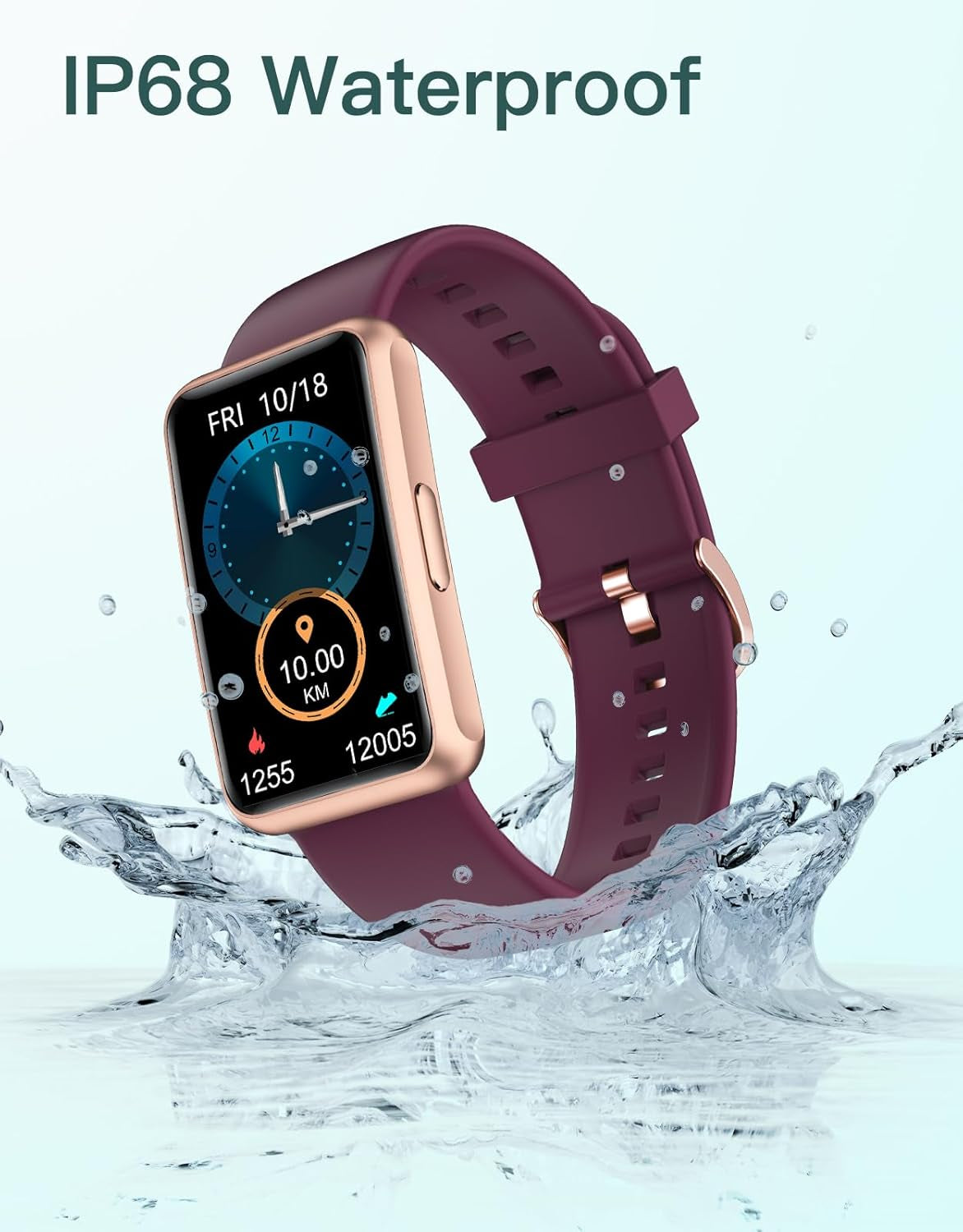 Fitness Tracker - Bluetooth-Free, App-Free, Phone-Free, IP68 Waterproof Fitness Watch for Men and Women, Full Touch Screen with Step and Calorie Counter, Sleep Tracker, and Alarm Clocks (Purple)