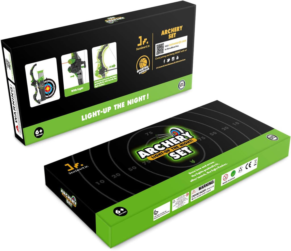 Kids Bow and Arrows, Light up Archery Set for Kids Outdoor Hunting Game with 5 Durable Suction Cup Arrows, Luminous Bow and Sighting Device, Green