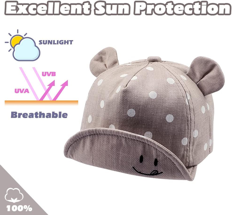 Infant Sun Hat with Bear Design - Stylish Cartoon Cap for Spring and Summer