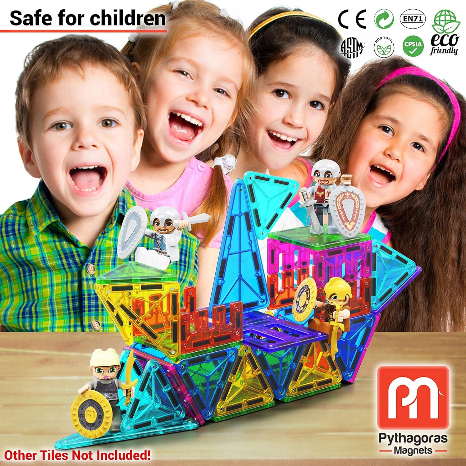 Pythagoras Magnetics Magnetic Figures Set with Knights and Vikings, Interactive Early Learning STEM Toys for Boys and Girls, Action Figures for Building Blocks and Tiles, Fun 12 Pc. Add-On Kit