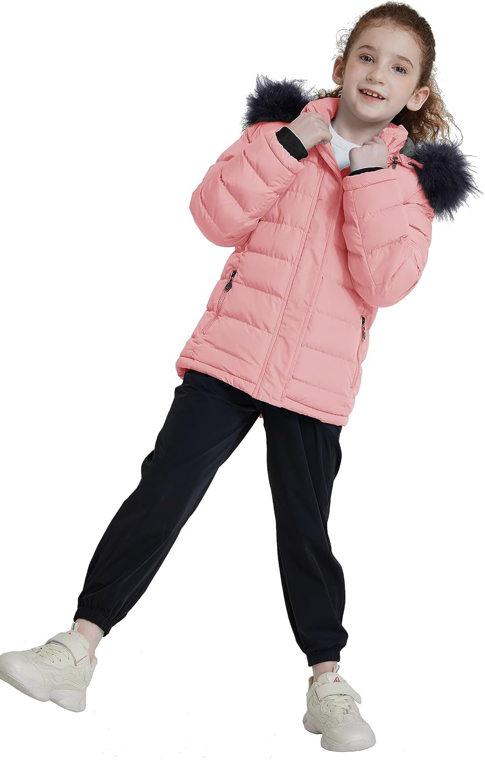 Girls' Winter Hooded Puffer Jacket with Luxurious Fleece Lining