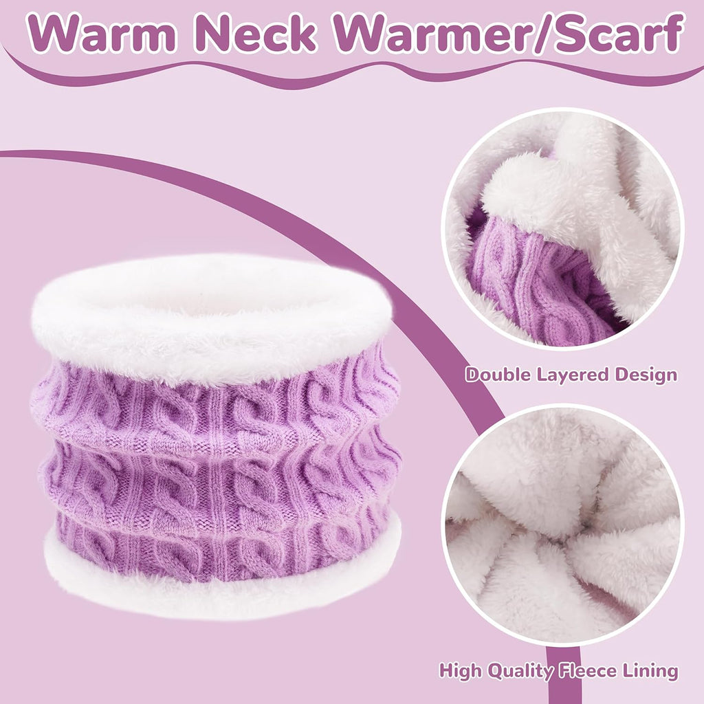 Children's Winter Beanie, Scarf, and Gloves Set - Cozy Knit Thermal Accessories for Ages 2-14