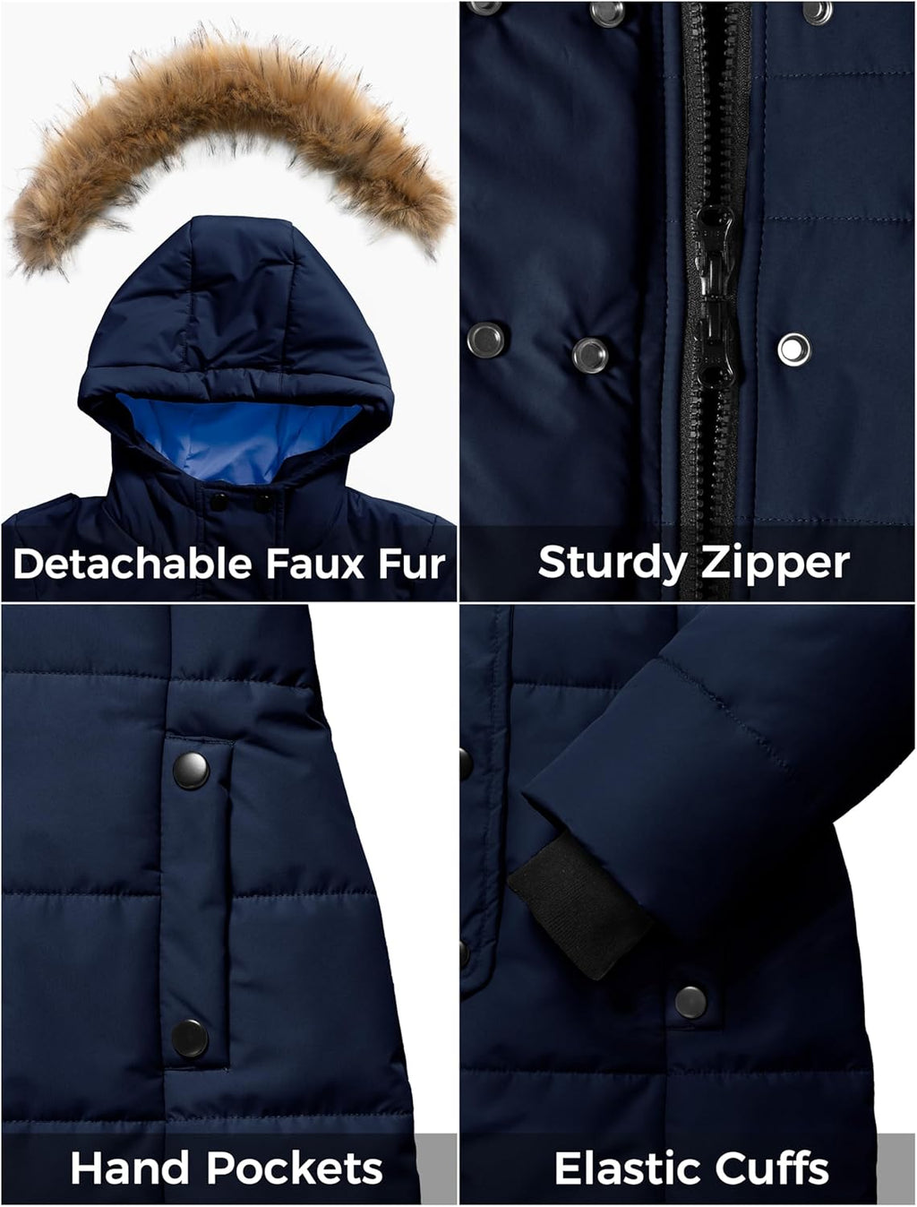Girls' Waterproof Long Winter Parka and Puffer Jacket