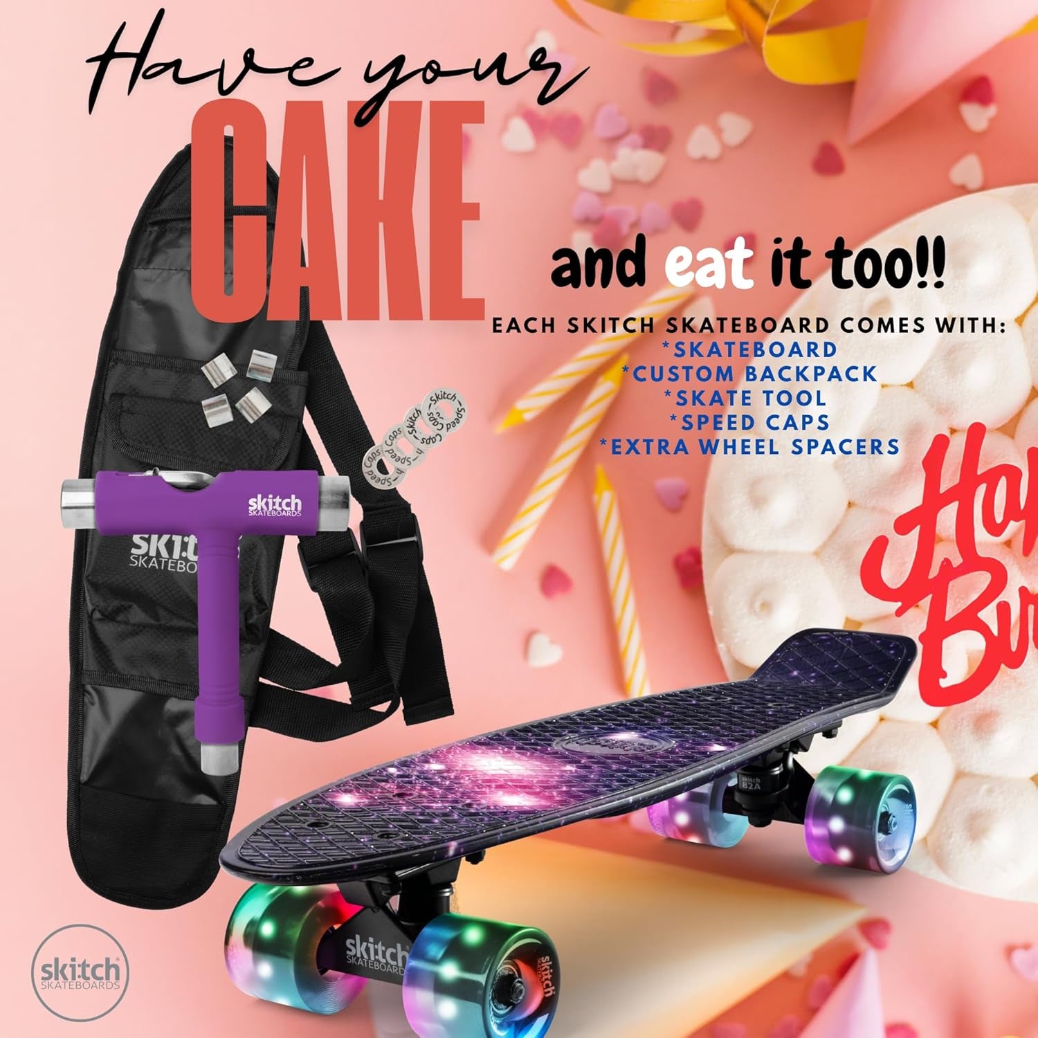 Skateboards for Kids, Teens and Adults | Premium Skateboard Gift Set for Beginners and Pros Complete with Mini Cruiser Board + Skateboard Backpack + Video Course + Speed Control + Skate Tool