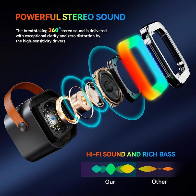HITOZON Portable Wireless Karaoke Speaker System with Microphone - Premium Stereo Sound, RGB LED Lighting, and Voice Modification Capabilities for Home and Outdoor Entertainment - Perfect Gift for Celebrations and Birthdays