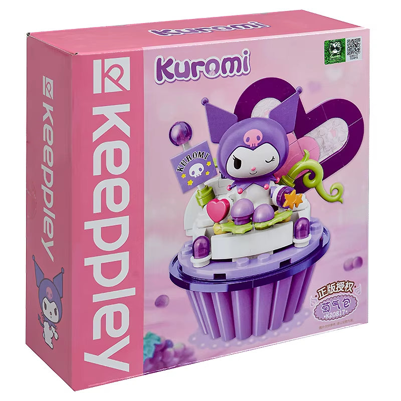 Original Sanrio Anime Cartoon Cake Cup Model DIY Assembled Blocks Figure Hello Kitty Kuromi My Melody Pre-Teaching Puzzle Toys