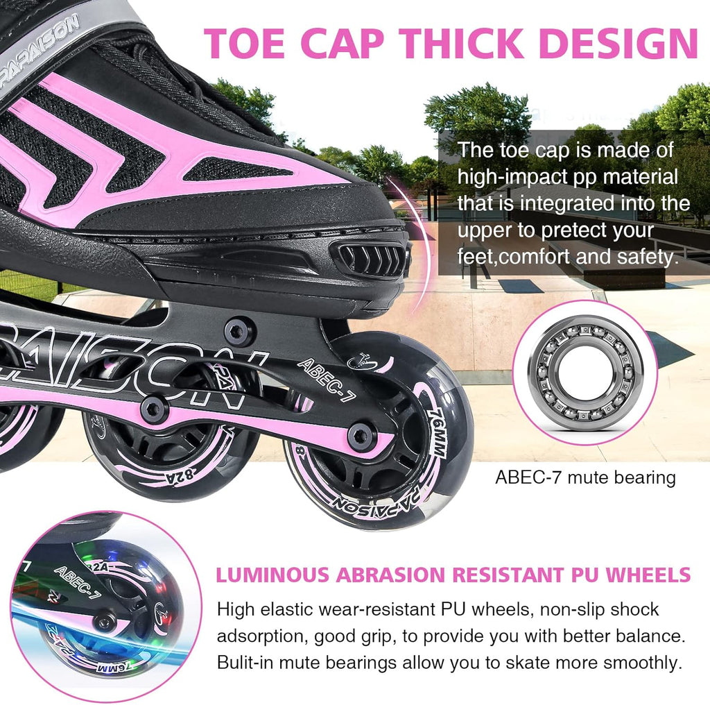 Adjustable Inline Skates for Kids and Adults with Light up Wheels Beginner Skates Fun Illuminating Roller Skates for Kids Boys and Ladies