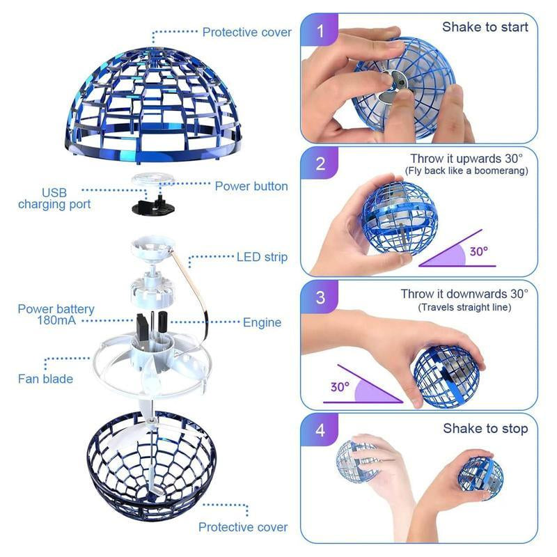 2025 Premium Aurora Effect LED Spinning Ball - Safe and Durable Design for Skill Development and Interactive Play, Compact and Portable for Indoor and Outdoor Use