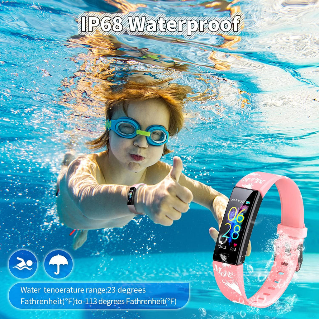 Children's Fitness Tracker Watch with Pedometer, Stopwatch, IP68 Waterproof Rating, and 11 Sport Modes for Ages 6-16