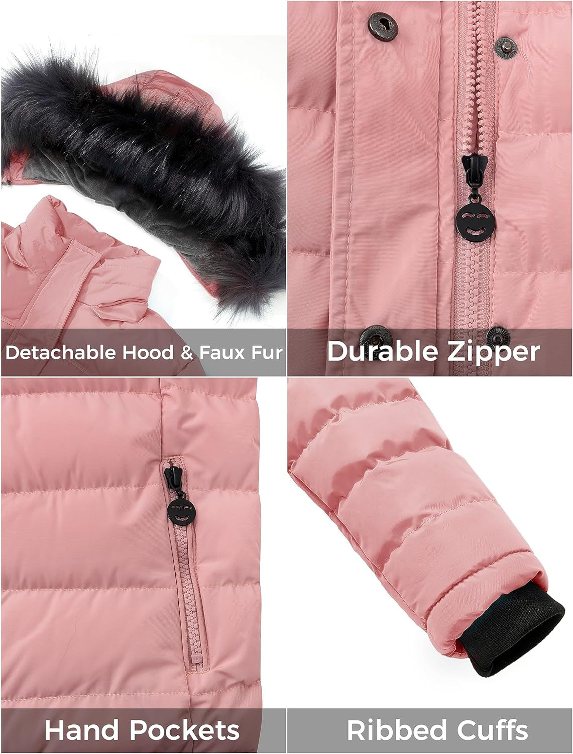 Girls' Winter Hooded Puffer Jacket with Luxurious Fleece Lining