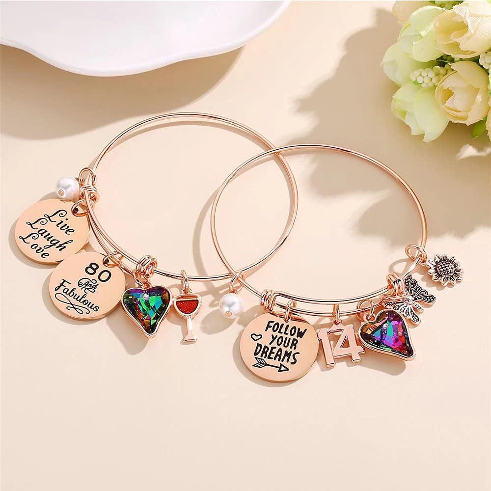 Elegant Charm Bracelets for Women and Girls - Perfect Birthday Gifts for All Ages, Ideal for Daughters, Sisters, Friends, Teens, Moms, and Grandmothers