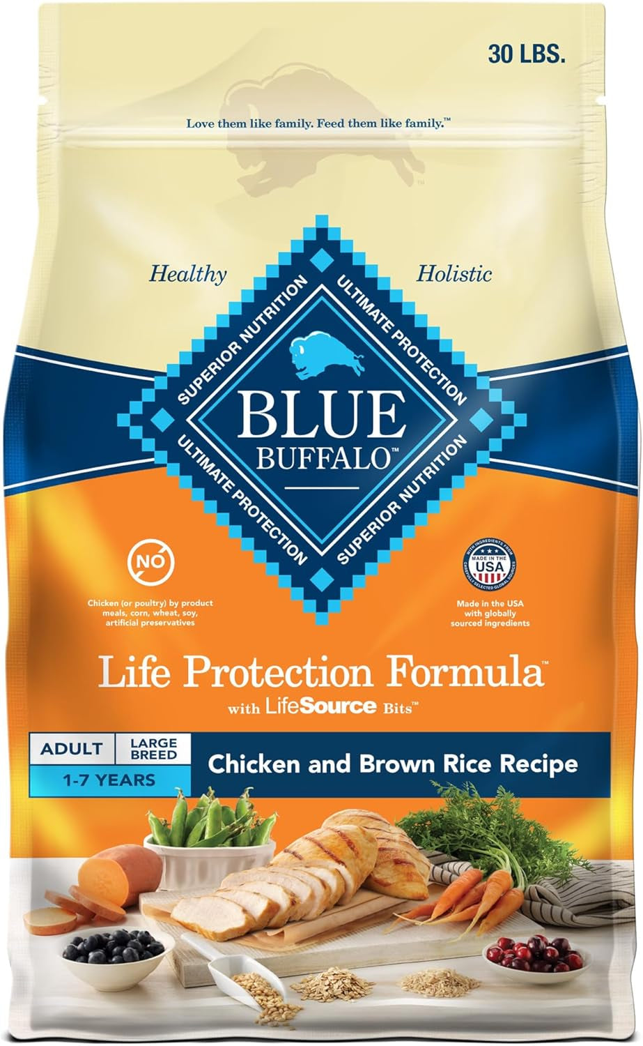 Life Protection Formula Large Breed Adult Dry Dog Food - Chicken & Brown Rice, 30 lb Bag - Supports Joint Health and Promotes Lean Muscle with Natural Ingredients