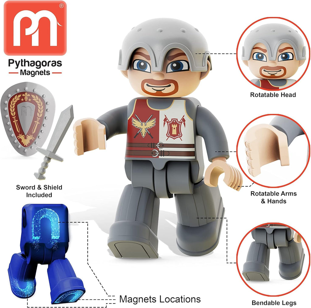 Pythagoras Magnetics Magnetic Figures Set with Knights and Vikings, Interactive Early Learning STEM Toys for Boys and Girls, Action Figures for Building Blocks and Tiles, Fun 12 Pc. Add-On Kit
