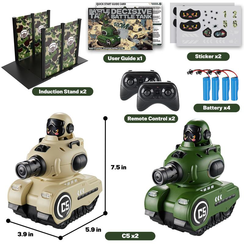 Dual Pack Remote Control Battle Tanks with Laser Tag and Infrared Technology | Hobby RC Vehicles Featuring Ejecting Functions | Perfect Gift for Children Aged 6-10 for Christmas and Birthdays