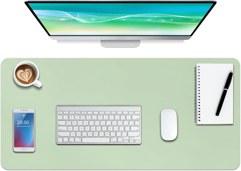 Leather Desk Pad Protector - Non-Slip Mouse Pad and Writing Surface for Office and Home (Moss Green, 30" x 14")