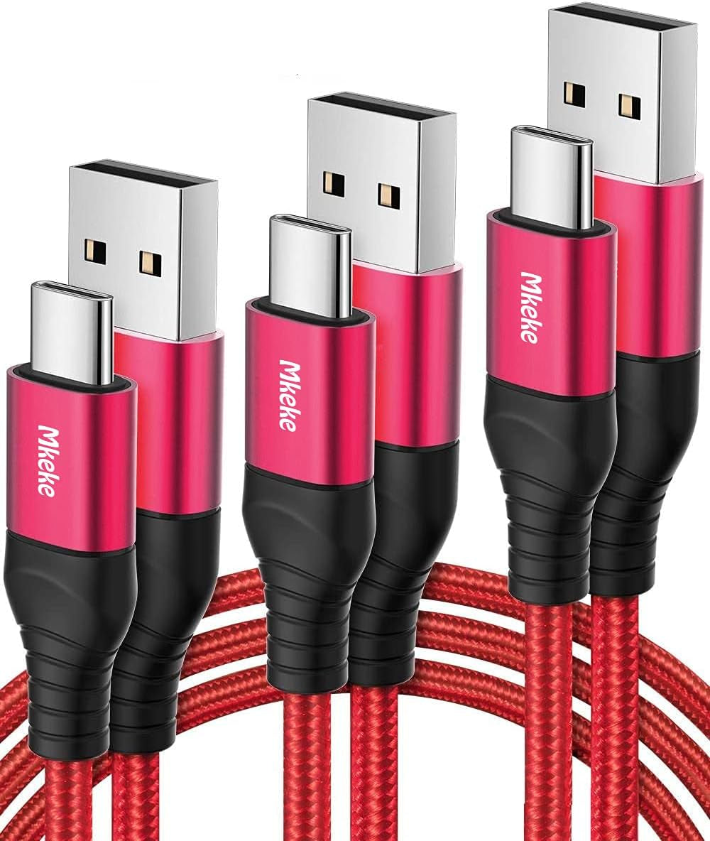 3-Pack 5.9 Ft USB 2.0 Male-to-Male Data Sync and Fast Charging Cable for Mobile Devices and Laptops