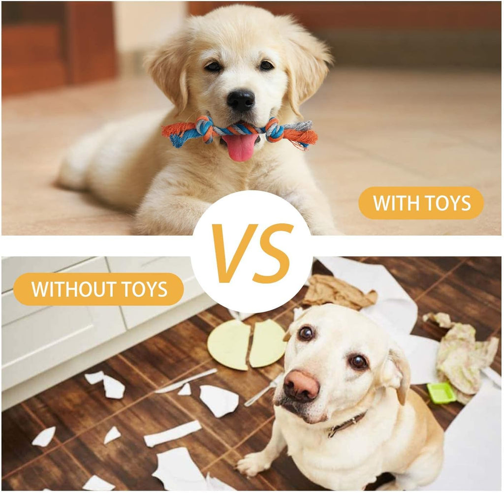 7-Piece Durable Small Dog Toy Set: Non-Toxic Teething Ropes and Squeaky Calf Toys for Safe Play