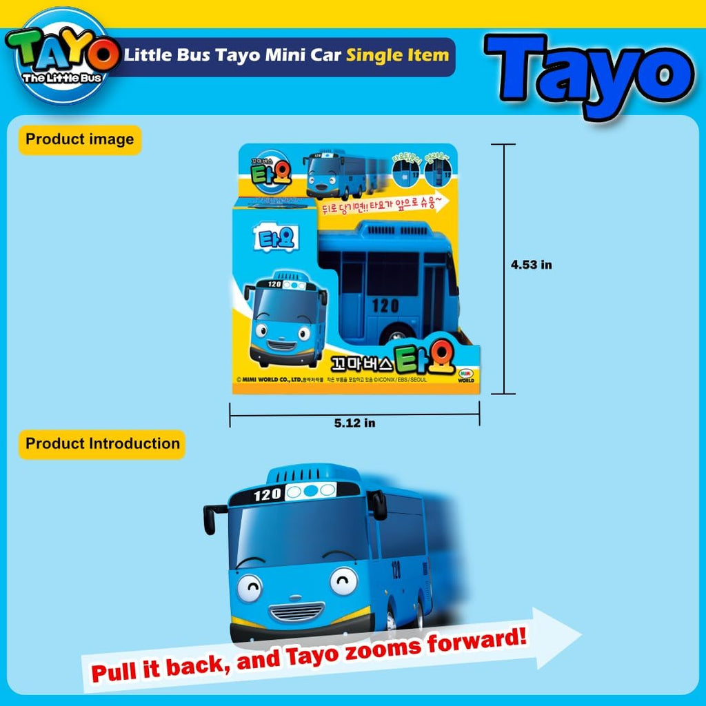 Tayo the Little Bus Tayo - Action Play Car Figure, Christmas and Birthday Gifts for Kids, the Most Popular Children'S Cartoon Characters in Korea