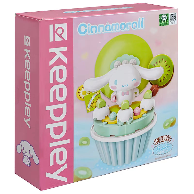 Original Sanrio Anime Cartoon Cake Cup Model DIY Assembled Blocks Figure Hello Kitty Kuromi My Melody Pre-Teaching Puzzle Toys